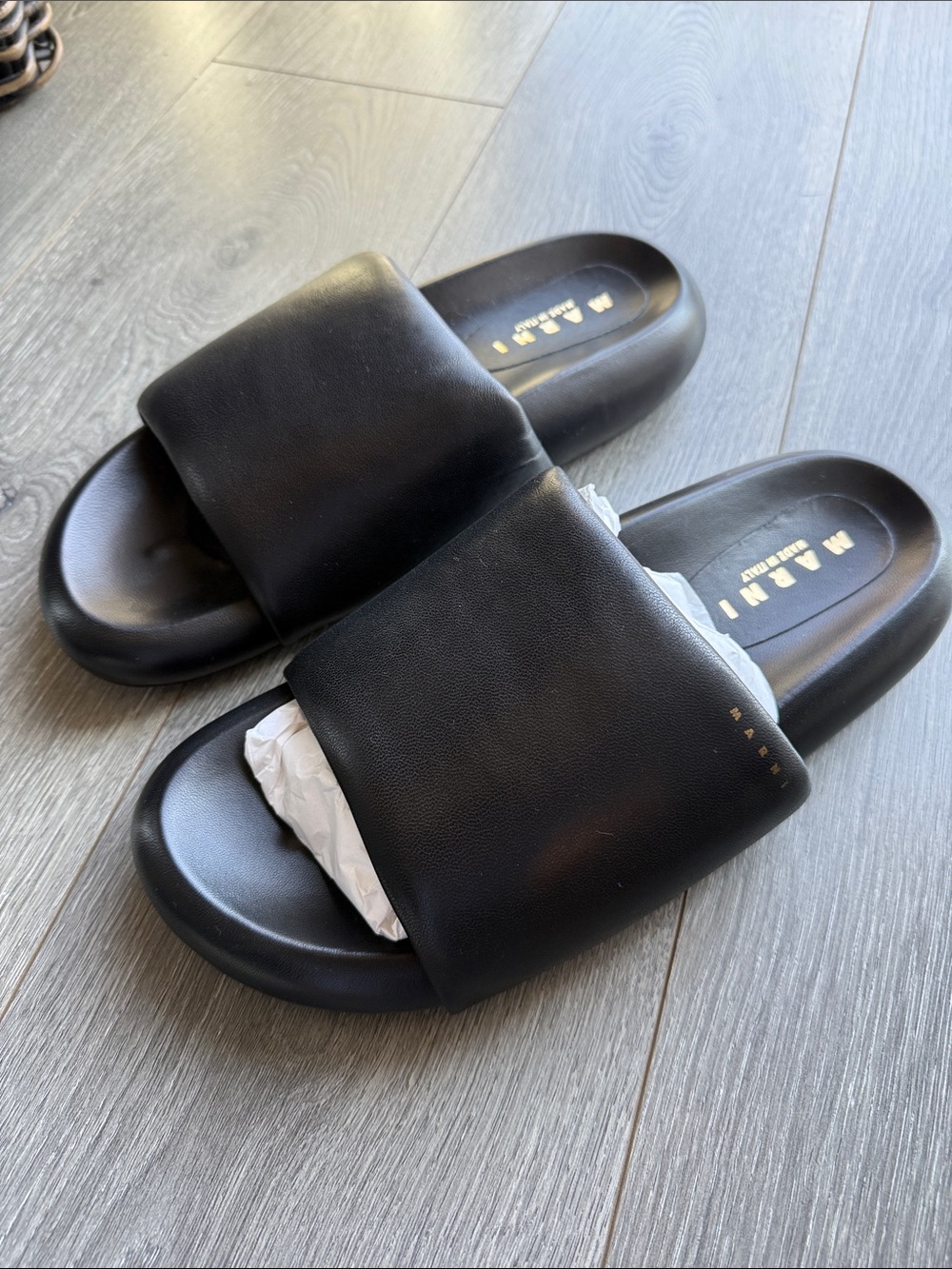 Marni Black Cushioned Slide Sandals
